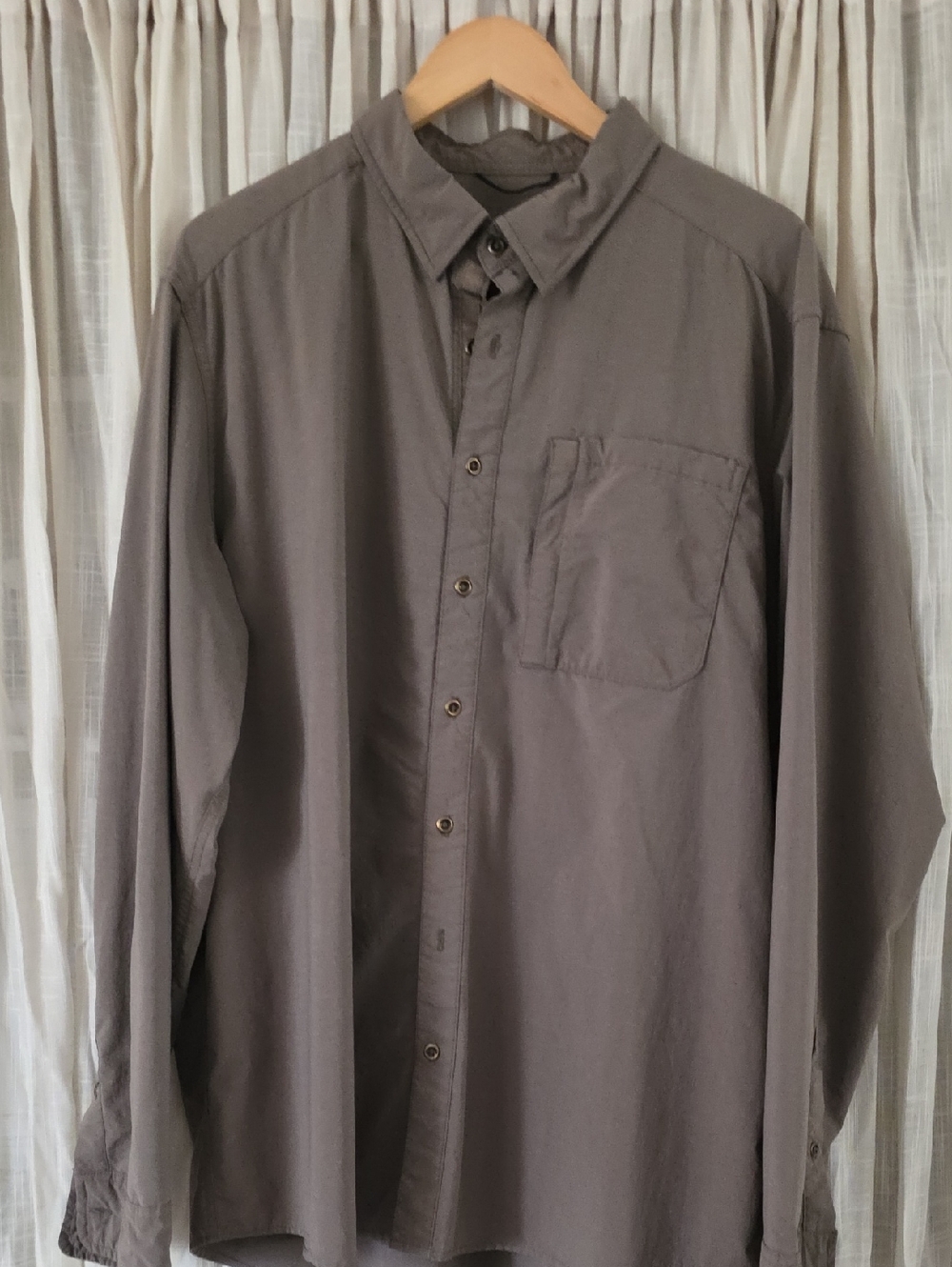 Swiss Tech Men's Button-Down Shirt in Taupe Gray Green